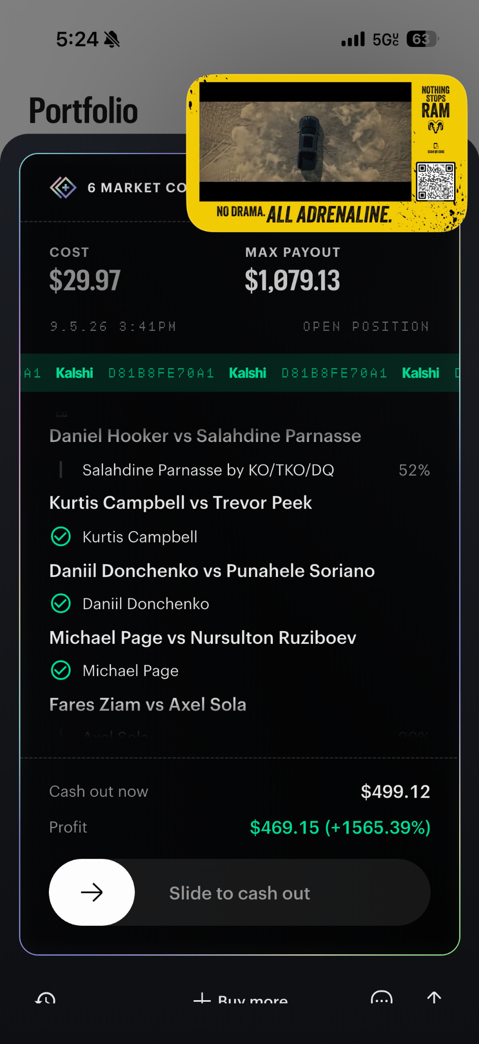 Featured BD UFC PICKS winning slip