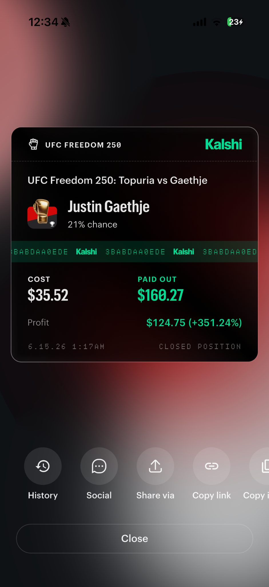 Justin Gaethje winning slip