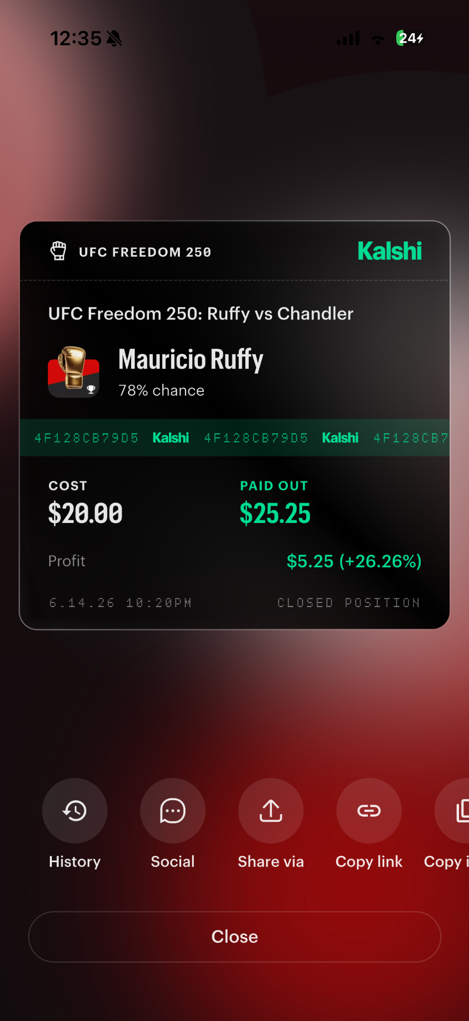 Mauricio Ruffy winning slip