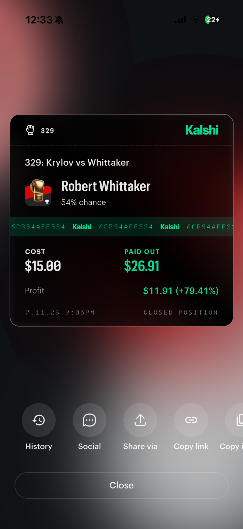 Robert Whittaker winning slip